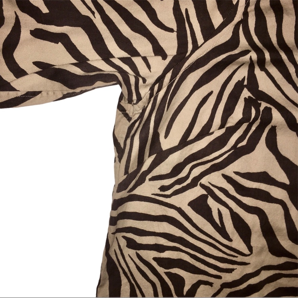 Animal Print Button Down Shirt, Chaps Zebra Print Top, Tiger, 3/4 Sleeve Plus 3x - Picture 6 of 14